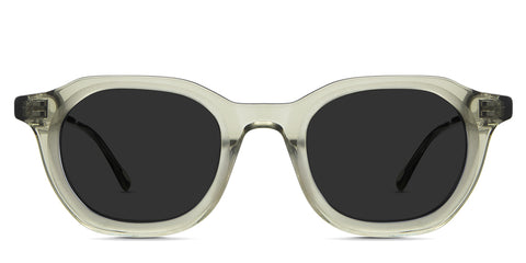 Osiri Black tinted Standard Solid glasses in prasine variant  - It's a transparent frame with a thin temple arm with model and size imprints inside.