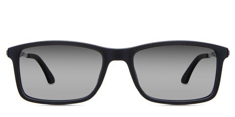 Perry black tinted Gradient in the Tornado variant - it's a rectangular shape frame with a narrow U-shaped nose bridge.