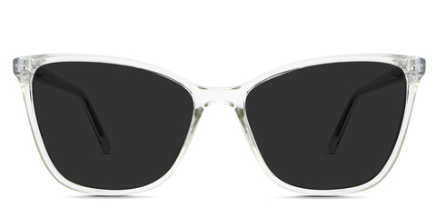 Petra black tinted Standard Solid sunglasses in the Mantis variant - it's a medium-size cat-eye shape frame with built-in nose pads.