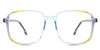 Roryfly eyeglasses in the multi variant - it's a thin square frame in multicolor.