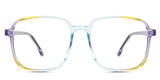 Roryfly eyeglasses in the multi variant - it's a thin square frame in multicolor.