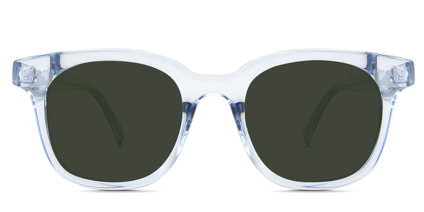 Sailor Green Polarized Solid in the Aoki variant - it's a transparent frame with a U-shaped nose bridge and broad temple arms.