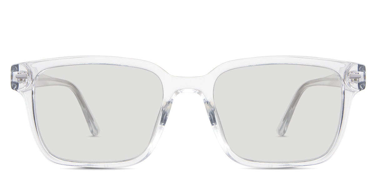 Saul black tinted Standard Solid in the Crystal variant - is a square frame with a U-shaped nose bridge and has a visible wire core in the temples.