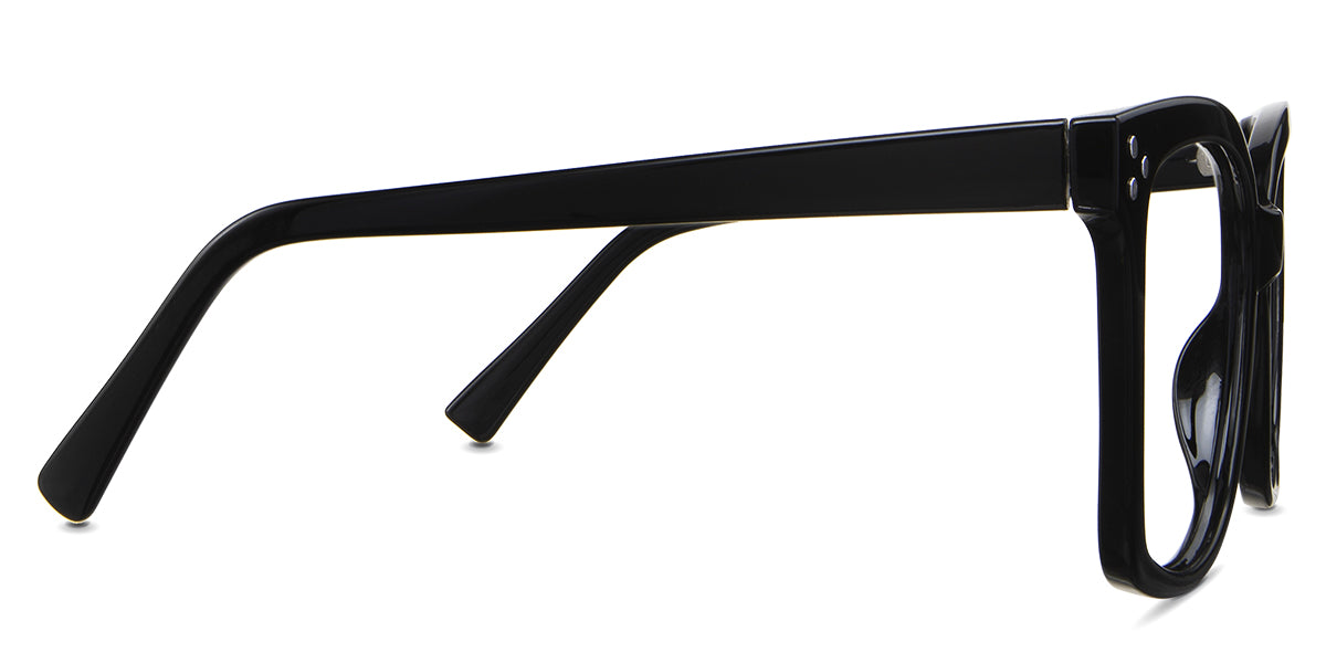 Stella eyeglasses in the midnight variant - have slim temples.