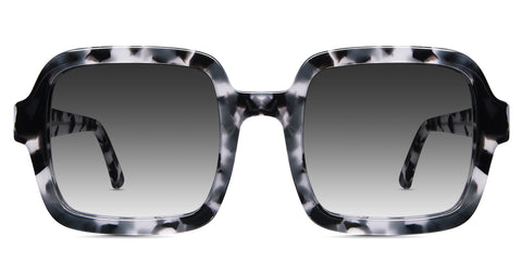 Udo black tinted Gradient sunglasses in moonlight variant - square wide frame with Hip Optical logo on temple arms