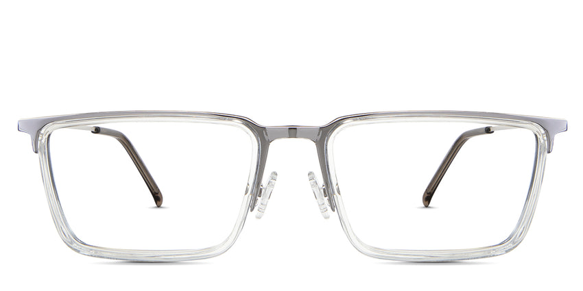 Zayn eyeglasses in the battleship variant - it's a rectangular frame with half-rimmed metal