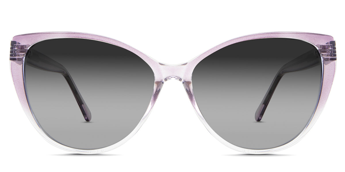 Ziva black tinted Gradient in the Lilac variant - it's a cat-eye-shaped frame with a U-shaped nose bridge and a short temple.