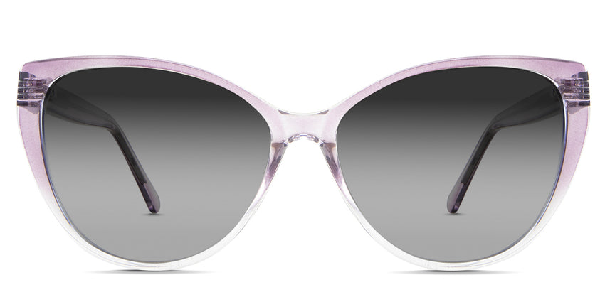 Ziva black tinted Gradient in the Lilac variant - it's a cat-eye-shaped frame with a U-shaped nose bridge and a short temple.