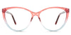 Zora eyeglasses in the coneblush variant - it's a full-rimmed acetate frame in color gradient pink and blue.