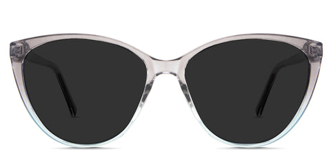 Zora black tinted Standard Solid in the Mist variant - it's a cat-eye-shaped frame with a narrow nose bridge and has a visible metal wire in the arm.