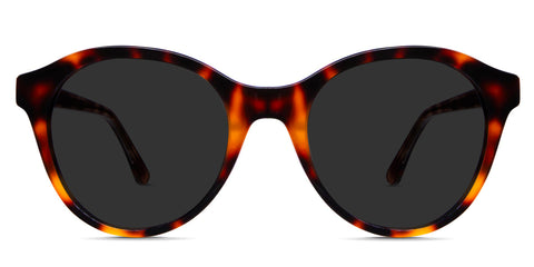 Bloso black tinted Standard Solid sunglasses in hickory variant tortoise style with low nose bridge and in built nose pads